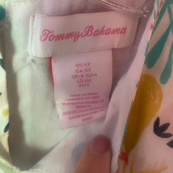 Tommy Bahama Girls Lined Elastic Drawstring Waist Handkerchief Hem Dress Sz 5T - Picture 8 of 9